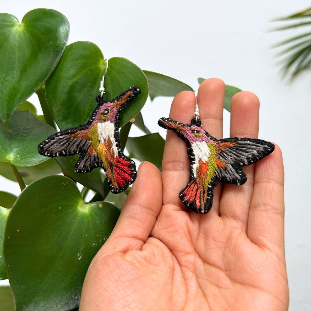 Hummingbird Earrings: Tan