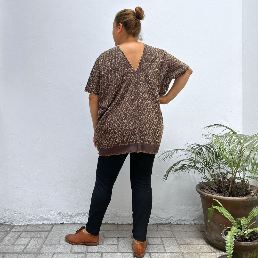 Picbil Handspun Cloud Blouse: Dark Coffe & Coconut (L)