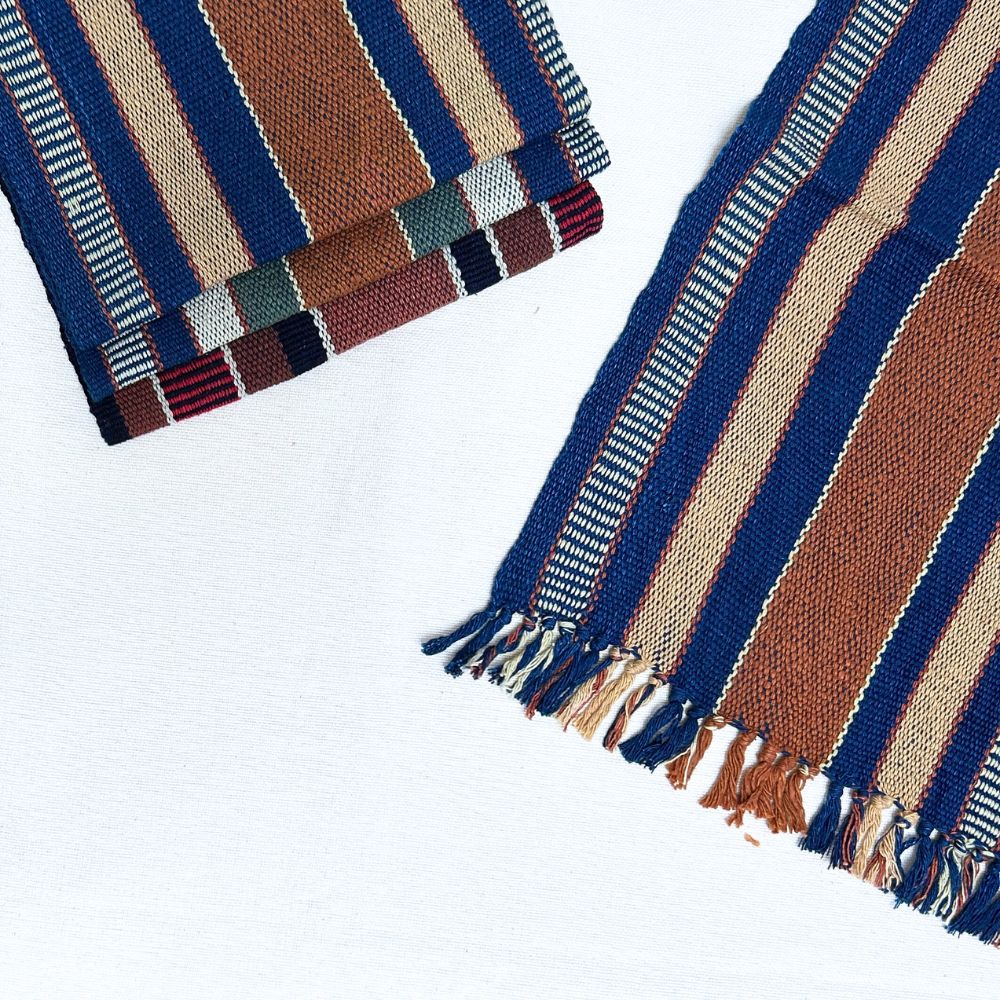 Handspun Cotton Tea Towel: Coco & Indigo Stripes