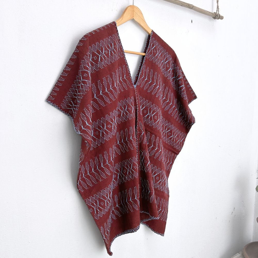 Picbil Cloud Blouse: Dark Coffee +Light Blue (L)