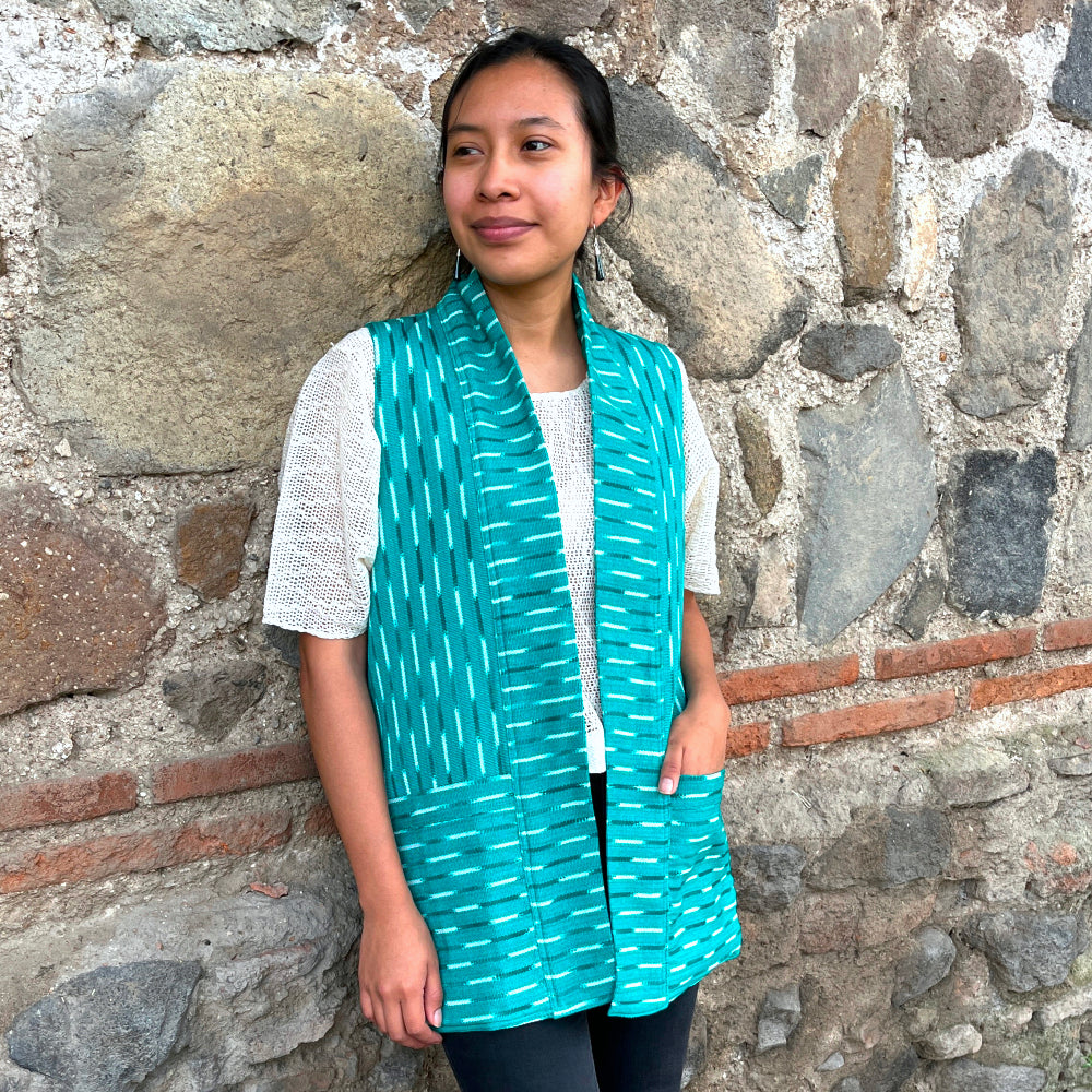 The Artist Vest: Mint Ikat (S/M)