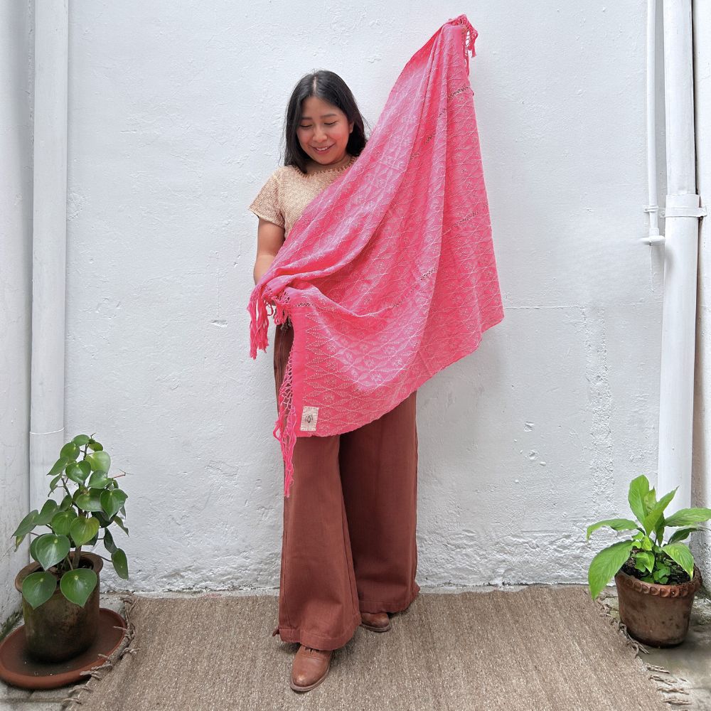 Picbil Shawl in Soft Cochineal & Coconut