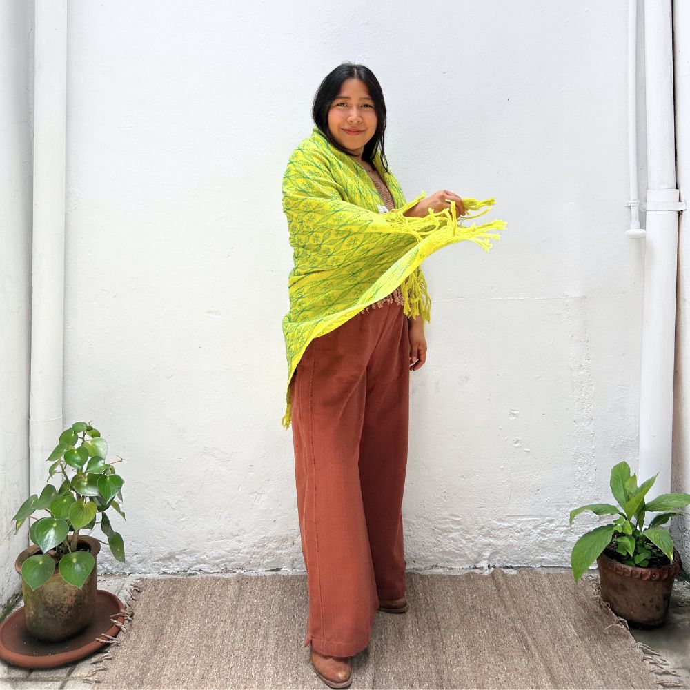 Picbil Shawl in Lemon & Turquoise
