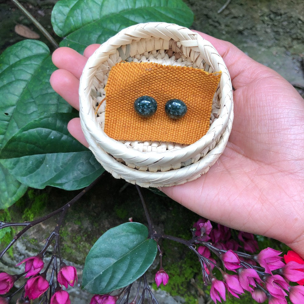 Circle Jade Stud Earrings