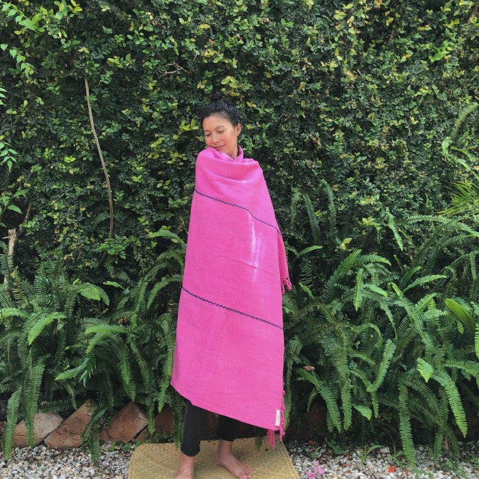 Handspun Organic Cotton Throw in Cochinilla