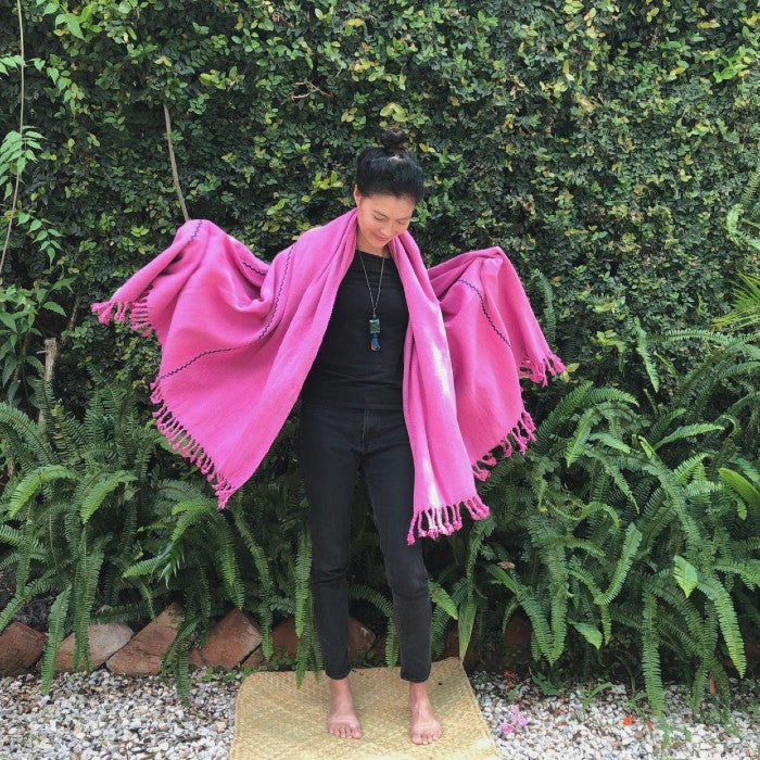 Handspun Organic Cotton Throw in Cochinilla