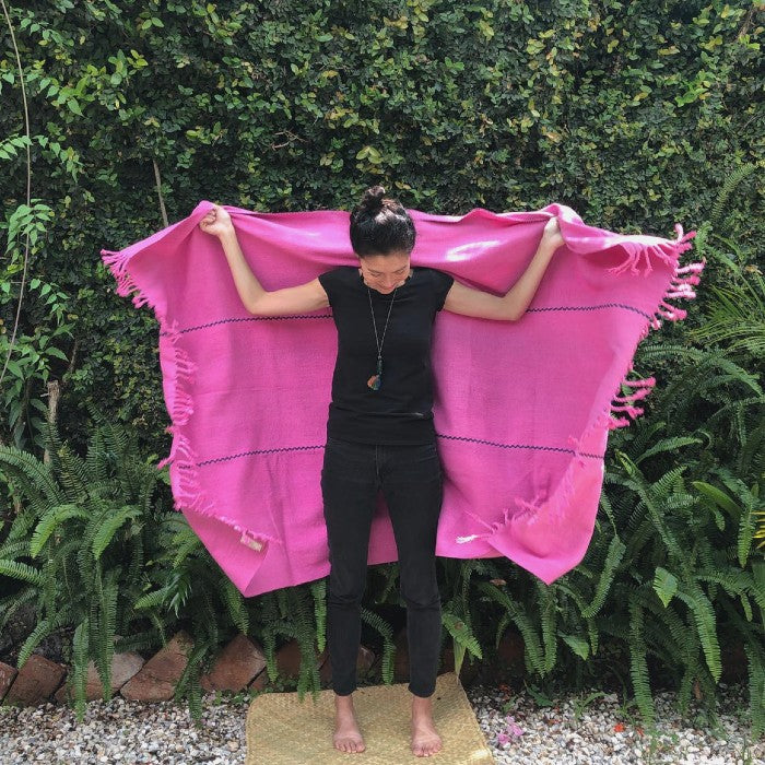 Handspun Organic Cotton Throw in Cochinilla