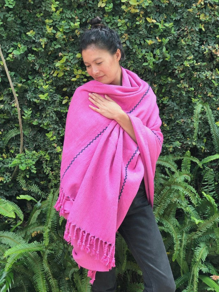 Handspun Organic Cotton Throw in Cochinilla