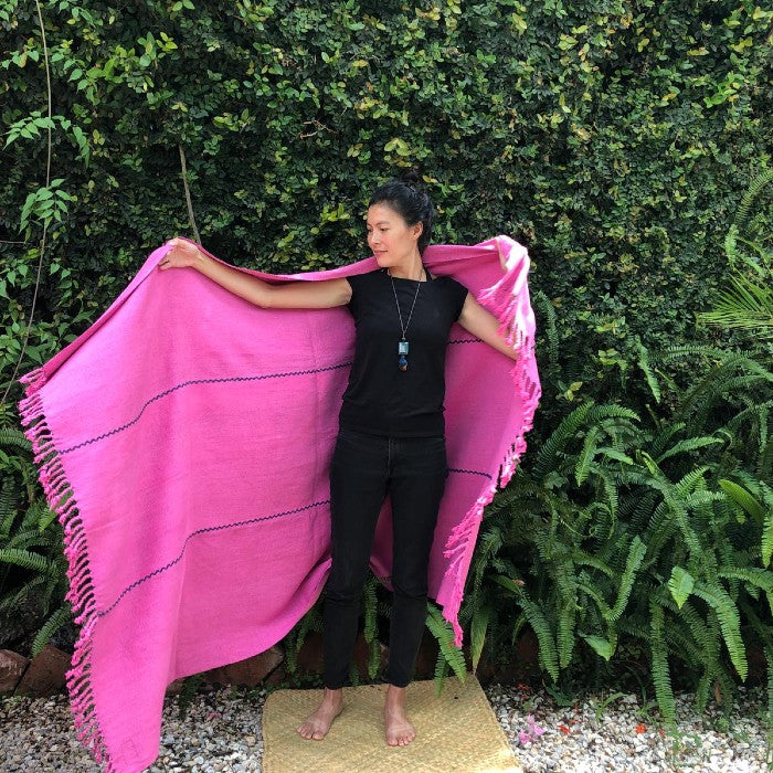 Handspun Organic Cotton Throw in Cochinilla