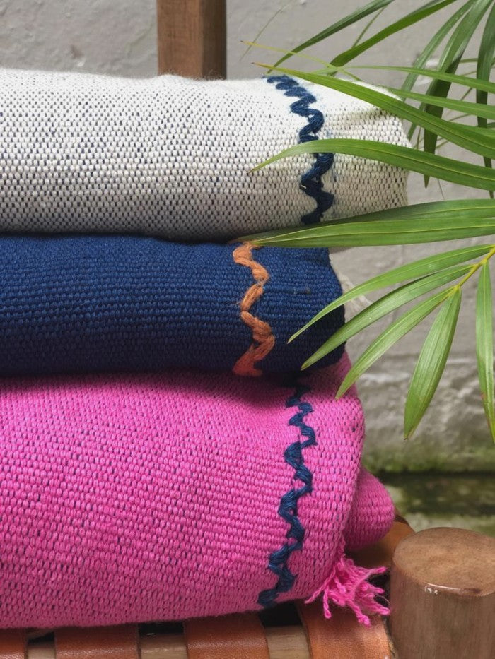 Handspun Organic Cotton Throw in Indigo