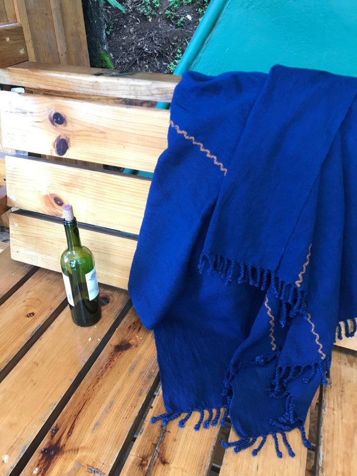 Handspun Organic Cotton Throw in Indigo