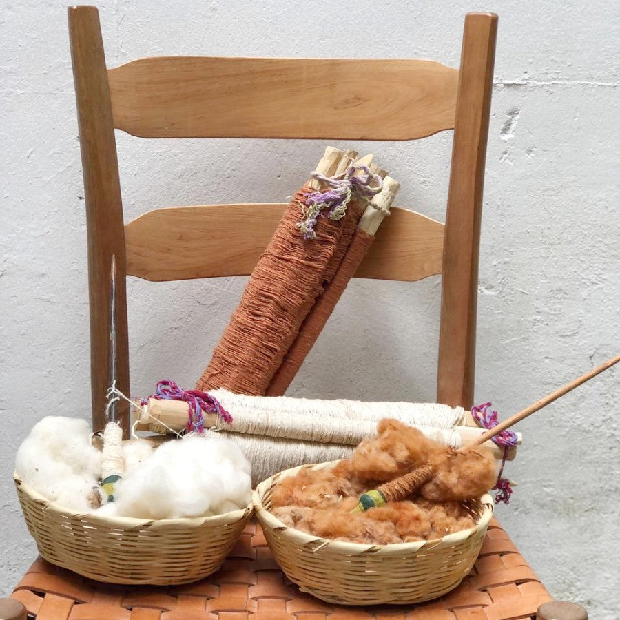 Handspun Cotton Backstrap Loom Kit / Natural White and Ixcaco