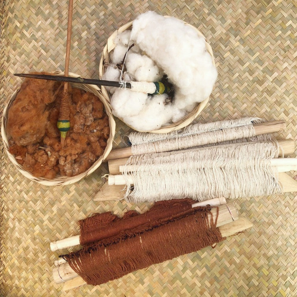 Handspun Cotton Backstrap Loom Kit / Natural White and Ixcaco