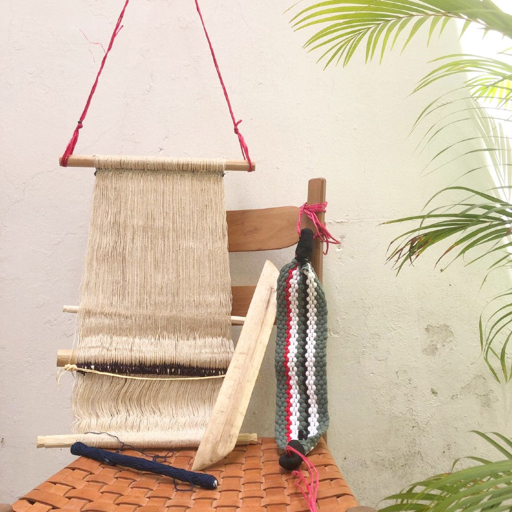 Handspun Cotton Backstrap Loom Kit / Natural White and Ixcaco