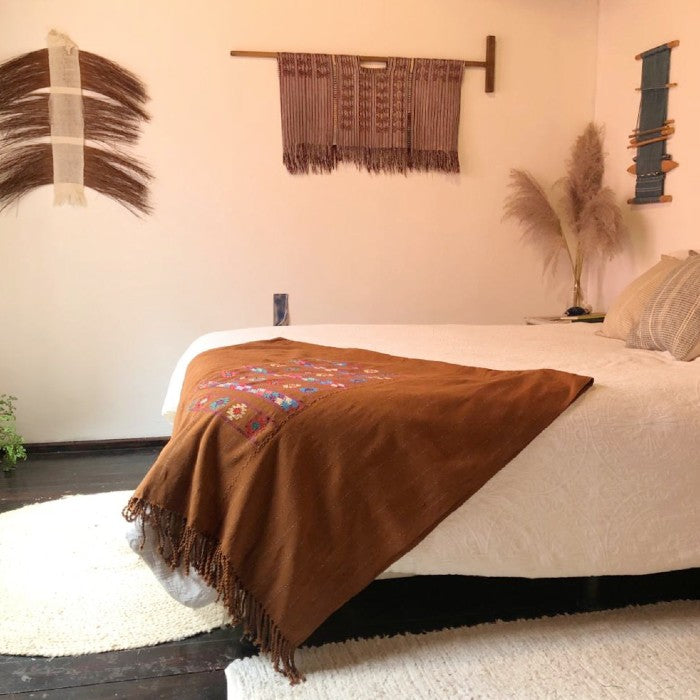 Handspun Bed Throw with Traditional Brocade 6