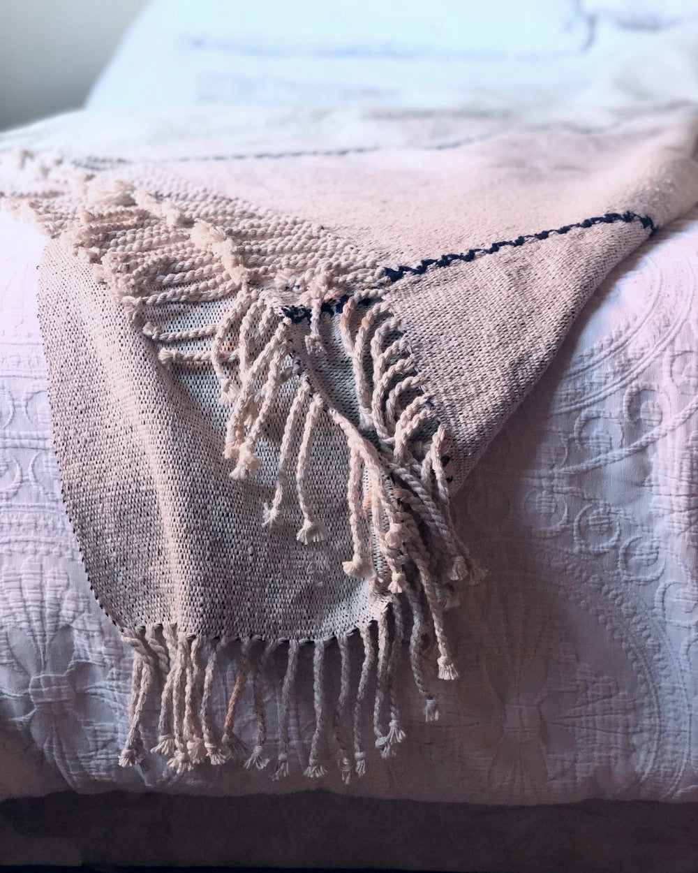 Handspun Organic Cotton Throw in Natural White