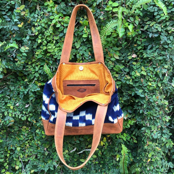 Indigo Checkered Tote