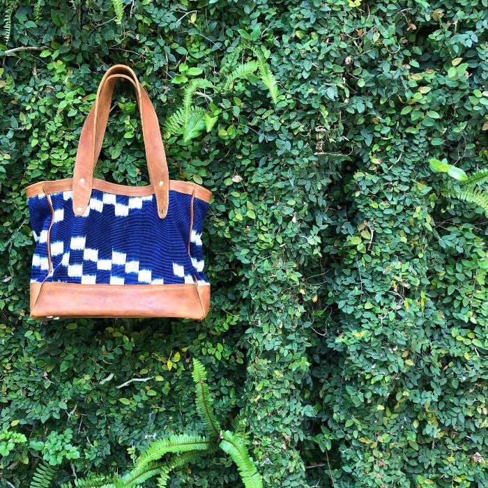 Indigo Checkered Tote