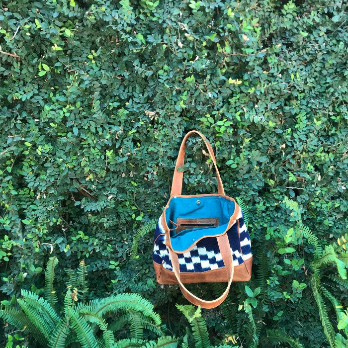 Indigo Checkered Tote