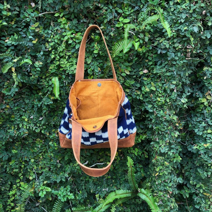 Indigo Checkered Tote