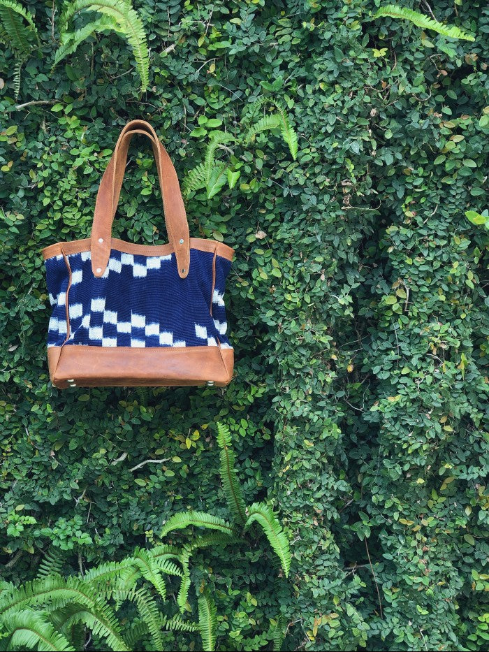 Indigo Checkered Tote