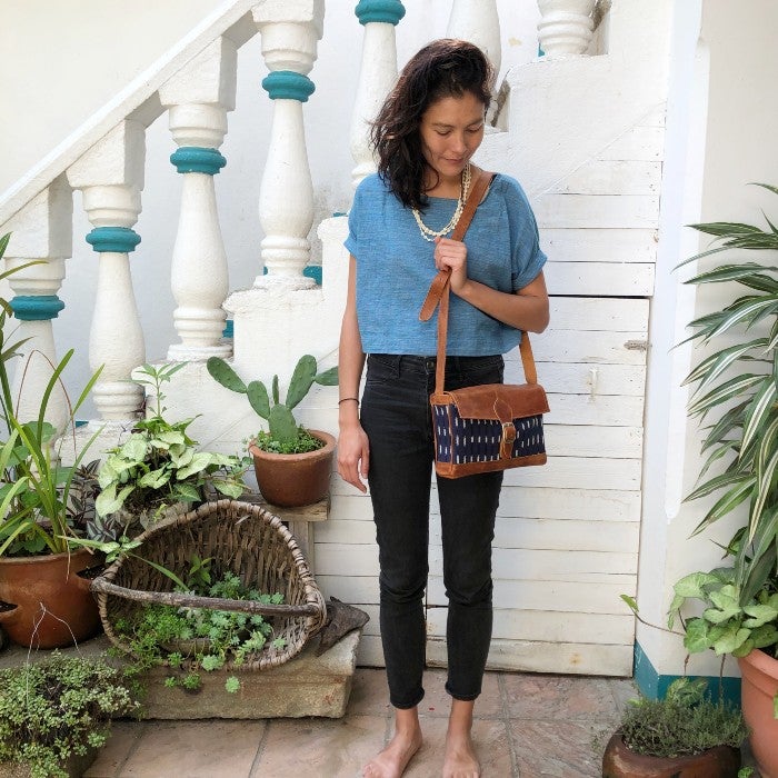Indigo and Tumeric Mini Messenger