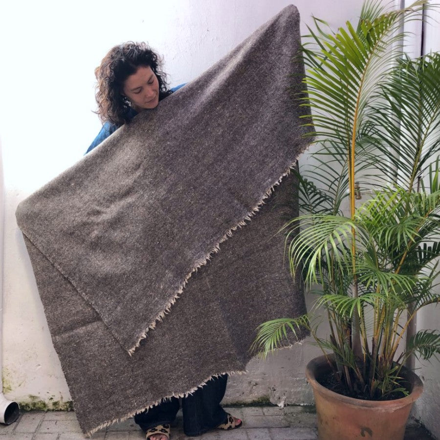 Large Wool Rug in Natural Grey