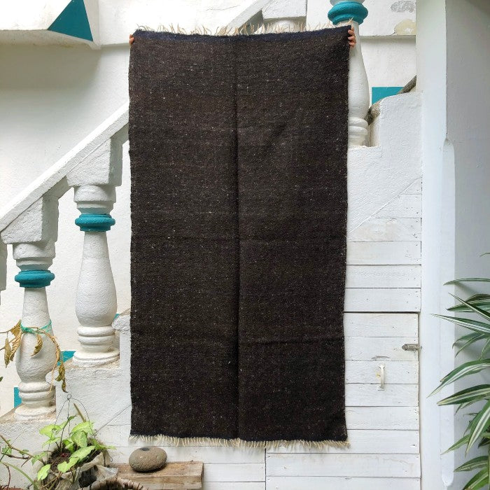 Medium Wool Rug in Dark Brown