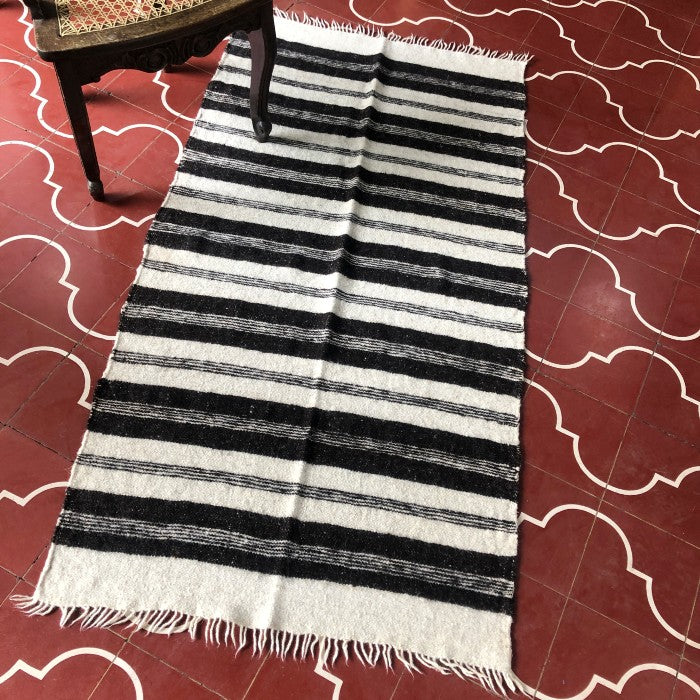 Medium Wool Rug in White & Brown