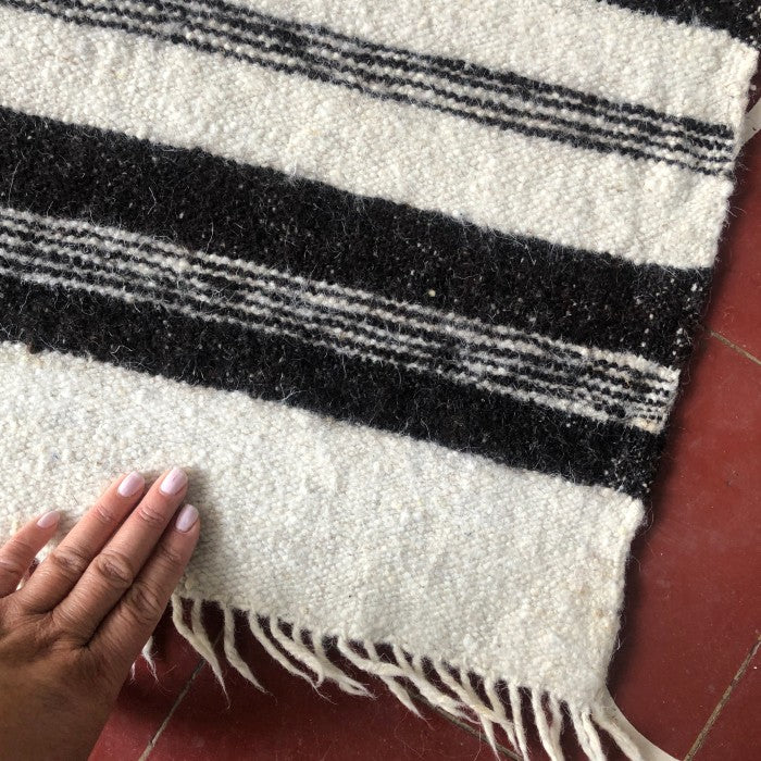 Medium Wool Rug in White & Brown