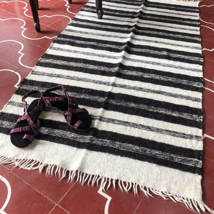 Medium Wool Rug in White & Brown