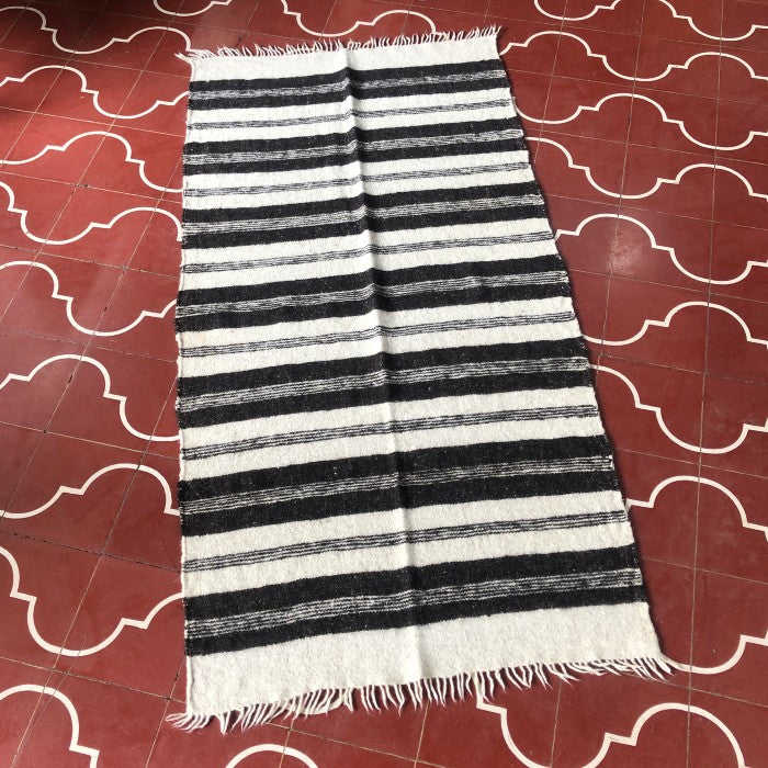 Medium Wool Rug in White & Brown