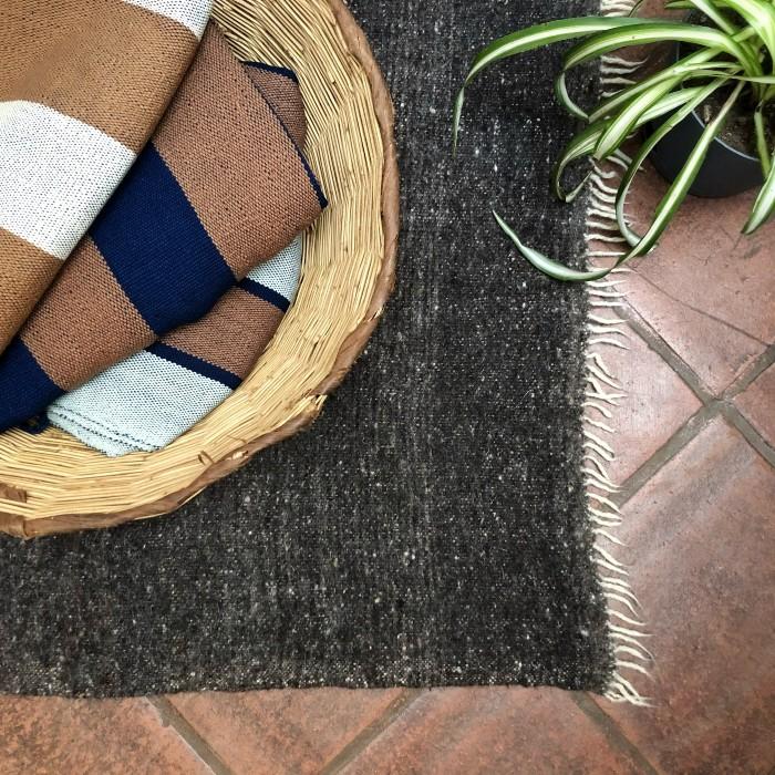 Medium Wool Rug in Dark Brown