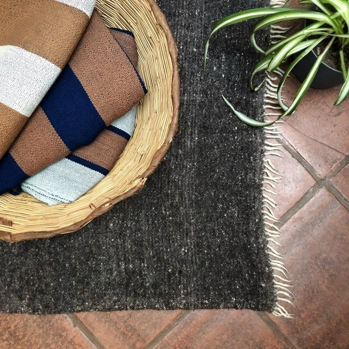 Medium Wool Rug: Waves in Blues and Grey