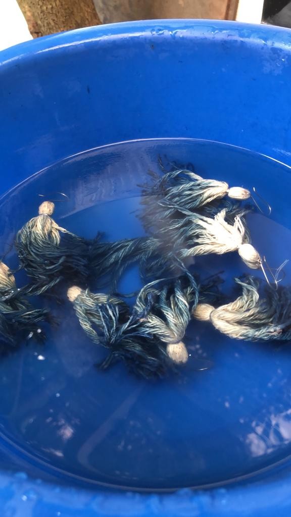 Indigo-Dipped Handspun Cotton Earrings