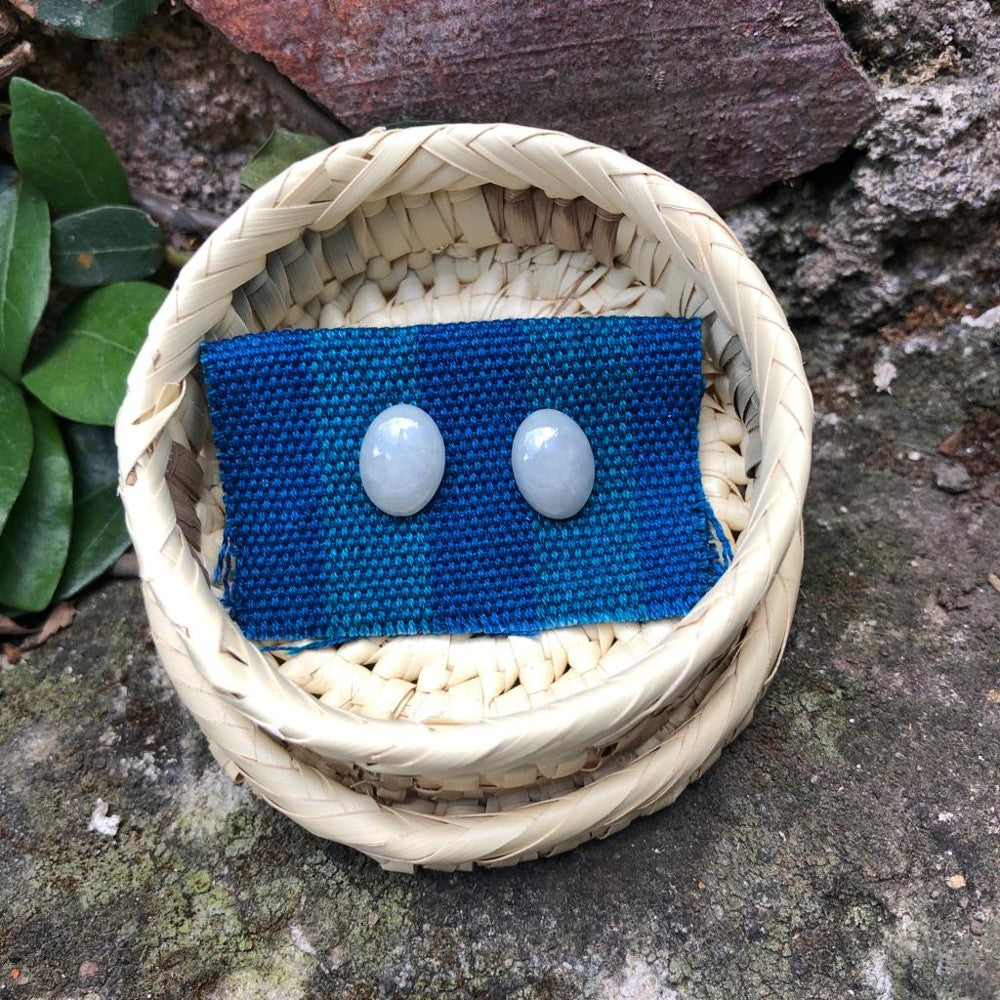 Oval Jade Stud Earrings