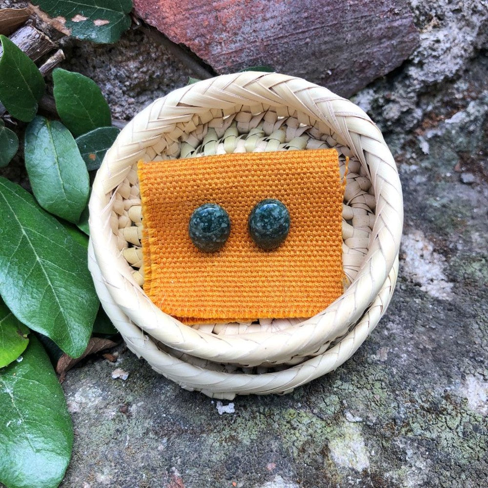 Oval Jade Stud Earrings