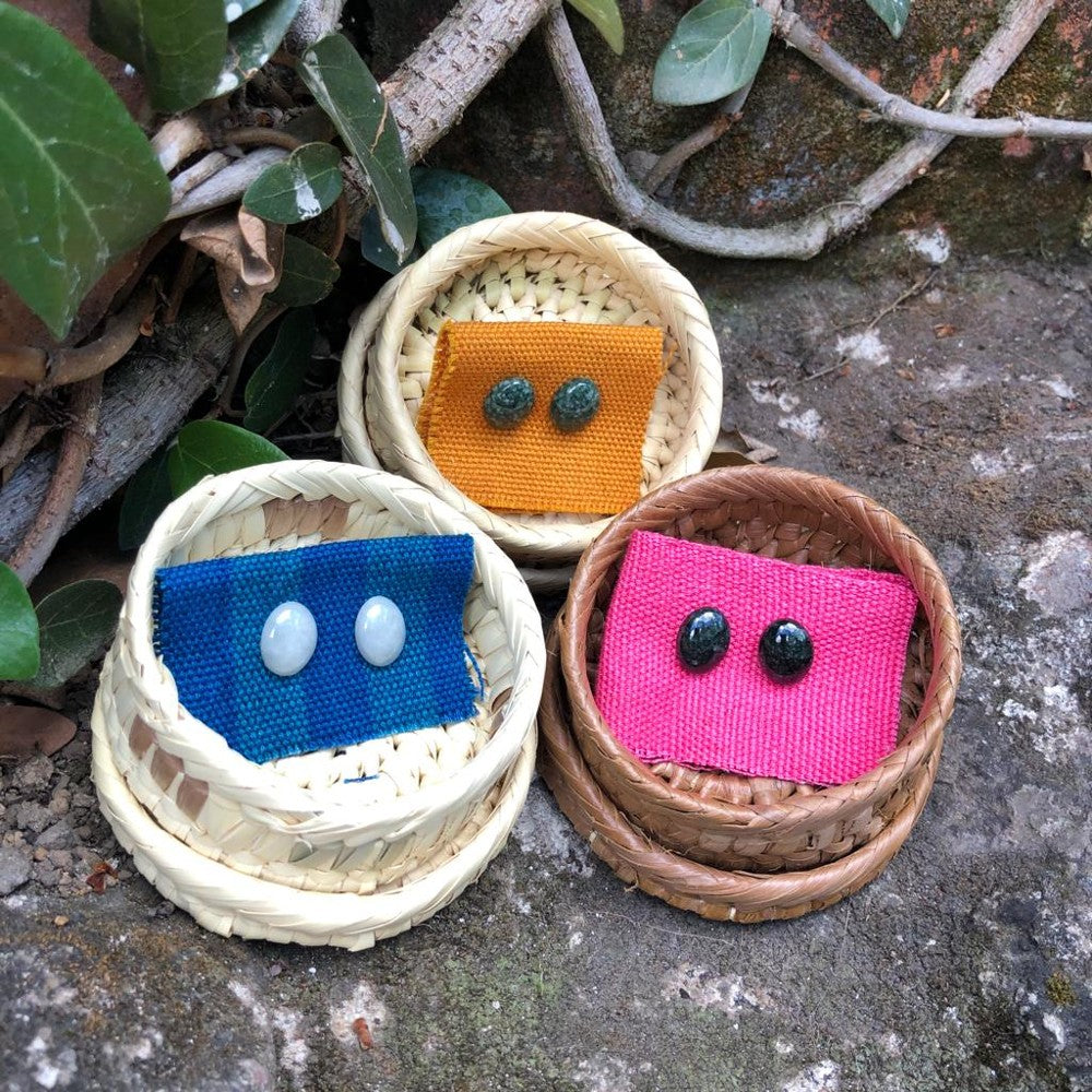 Oval Jade Stud Earrings