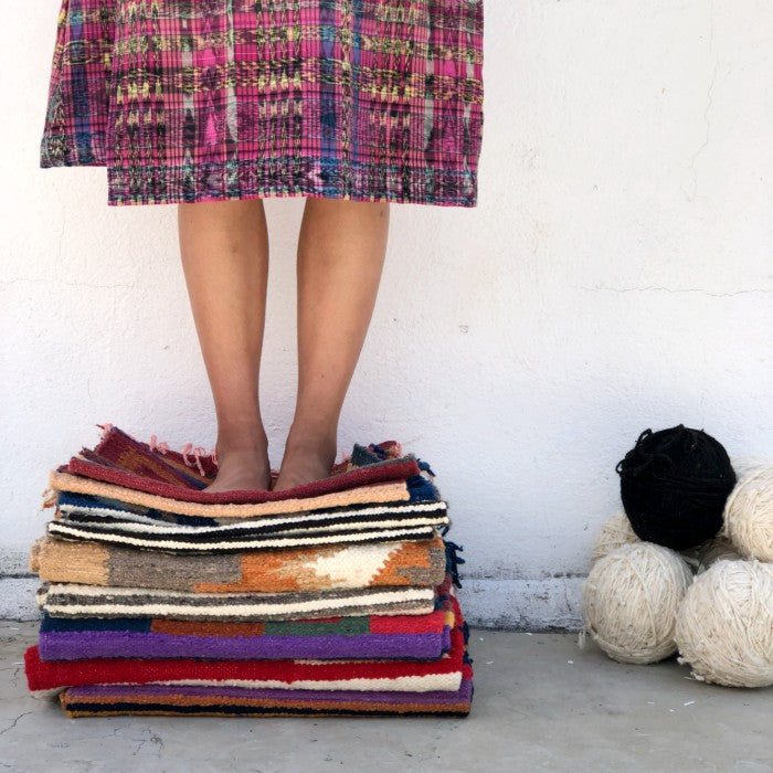 Large Wool Rug: Geometric Shapes in Natural Grey