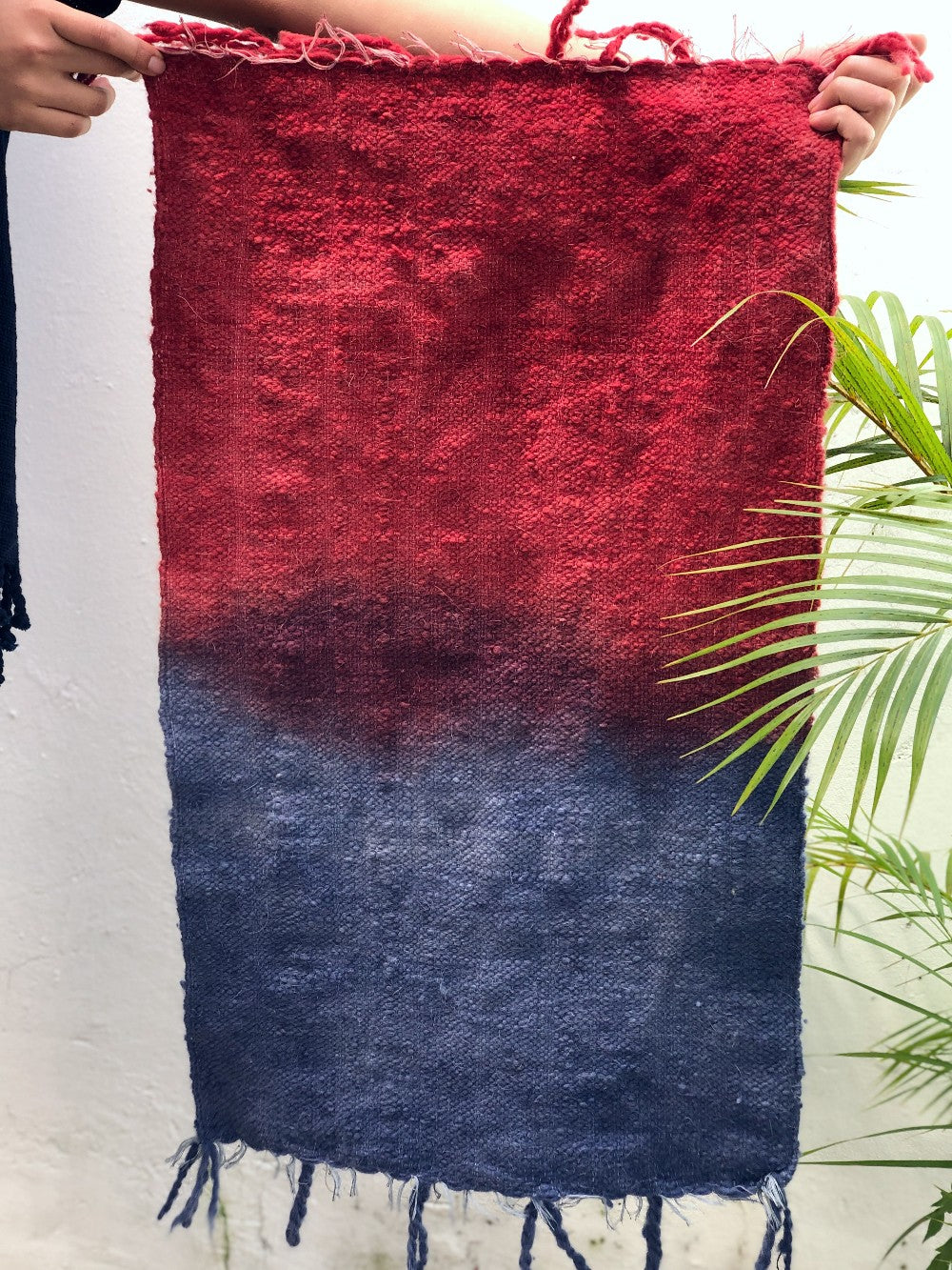 Small Wool Rug in Indigo & Cochineal Gradient