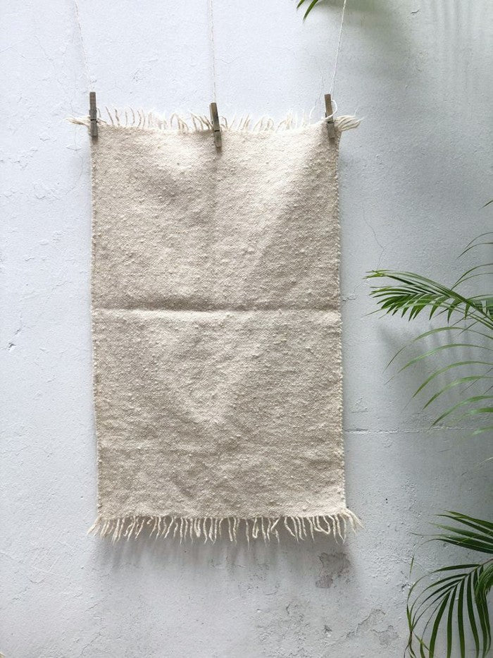 Small Wool Rug in Natural White