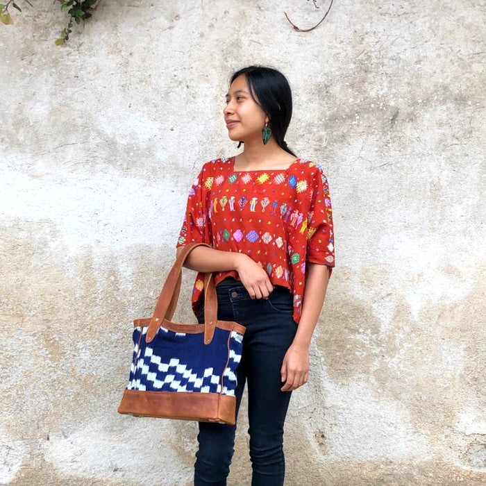 Indigo Checkered Tote