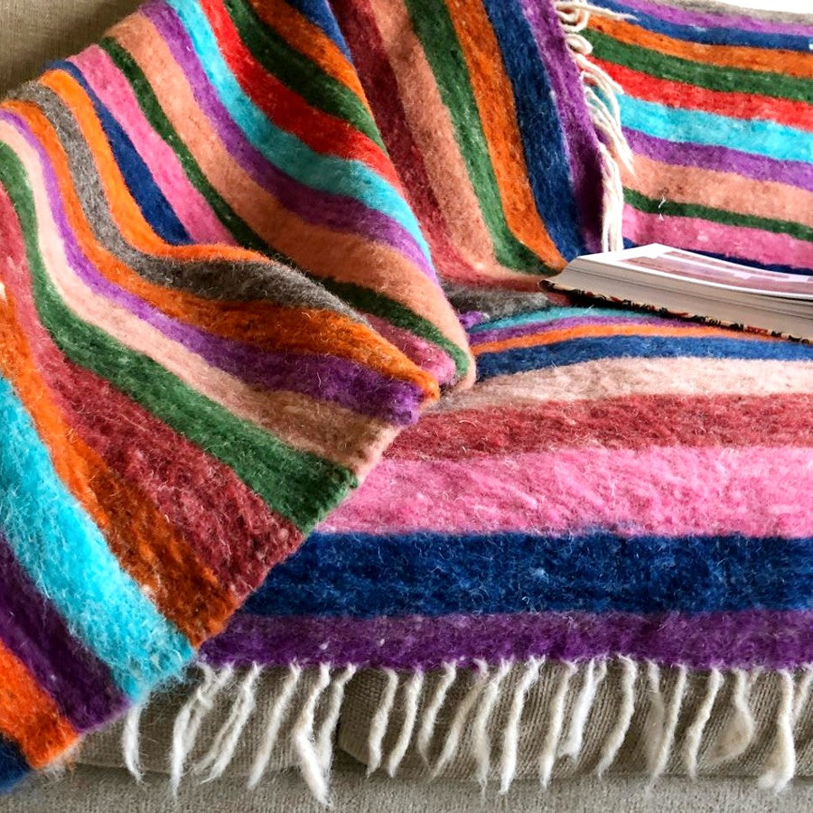 Wool Blanket / Throw: Rainbow
