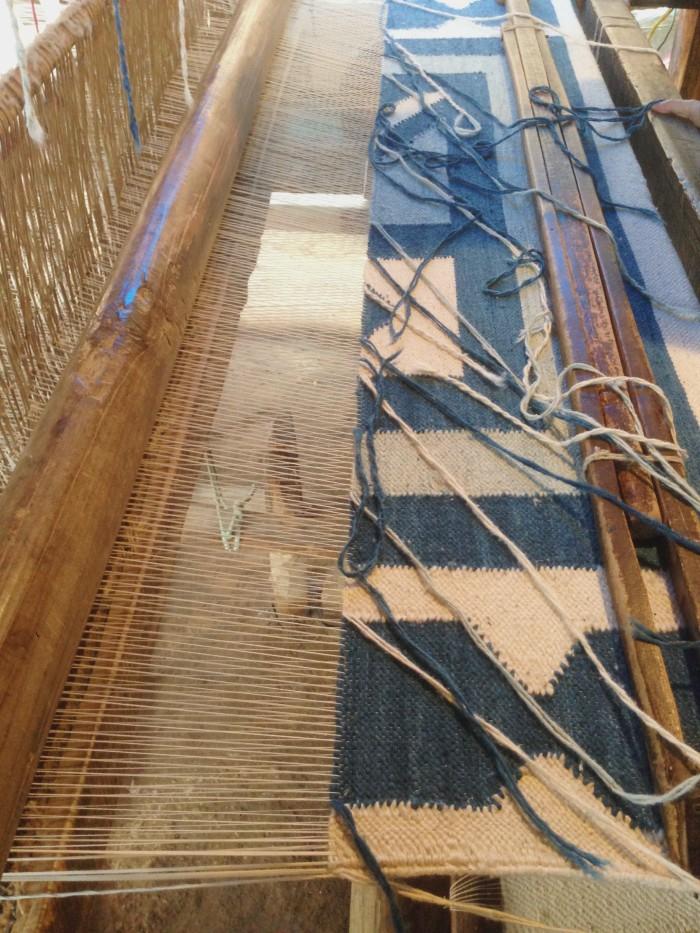 Medium Wool Rug in White & Brown Stripes