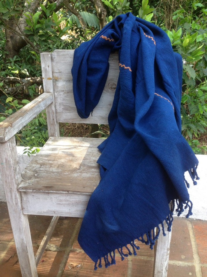 Handspun Organic Cotton Throw in Indigo