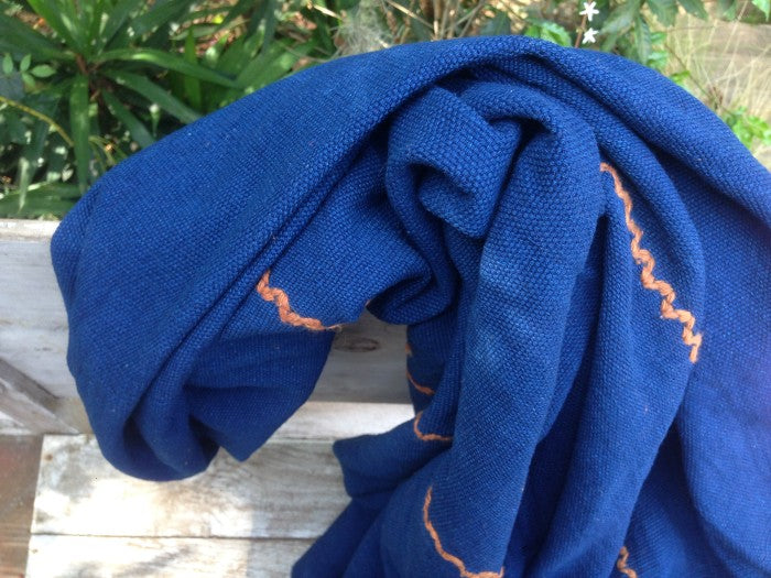 Handspun Organic Cotton Throw in Indigo