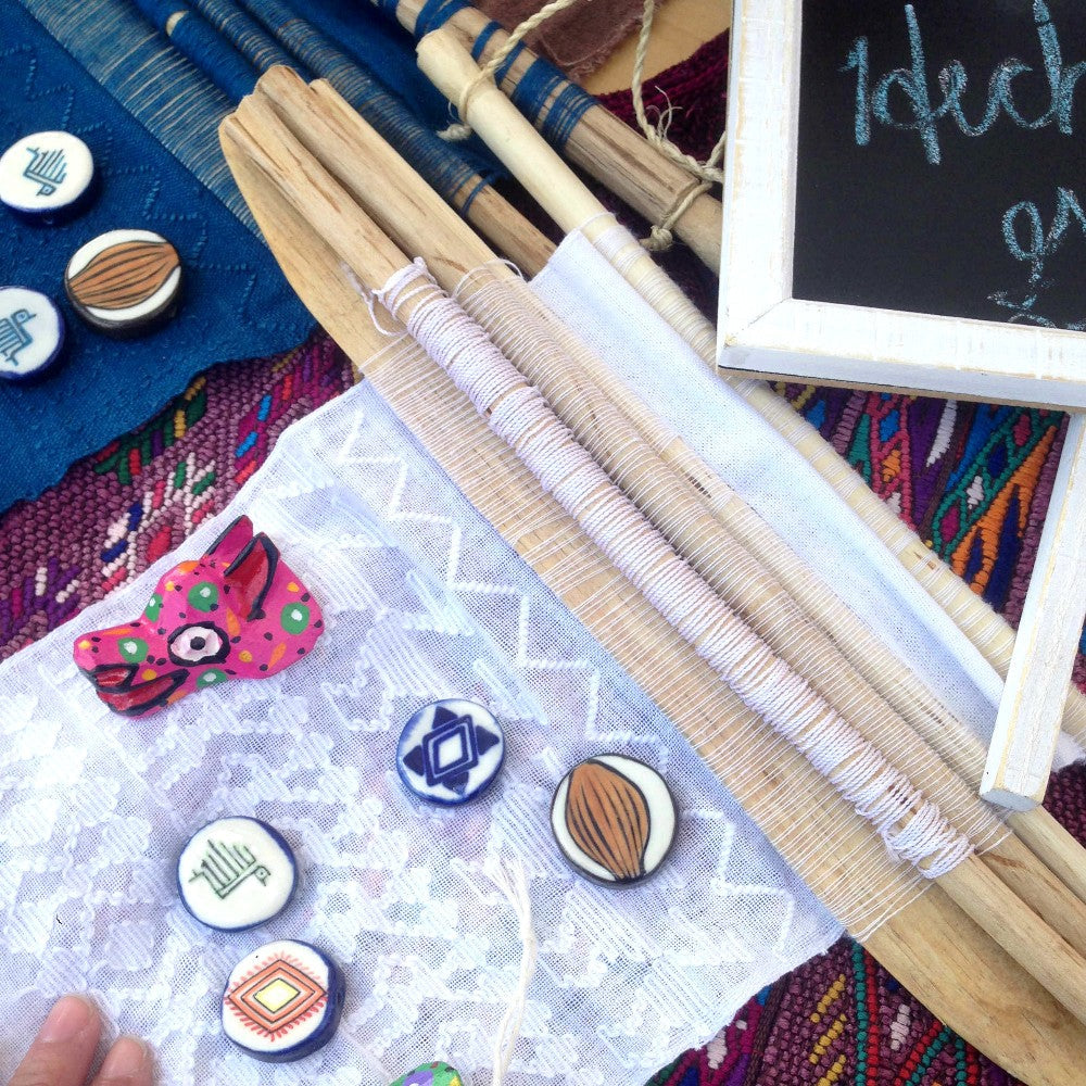 Mini Picbil Loom: Naturally-dyed Rose & Mint