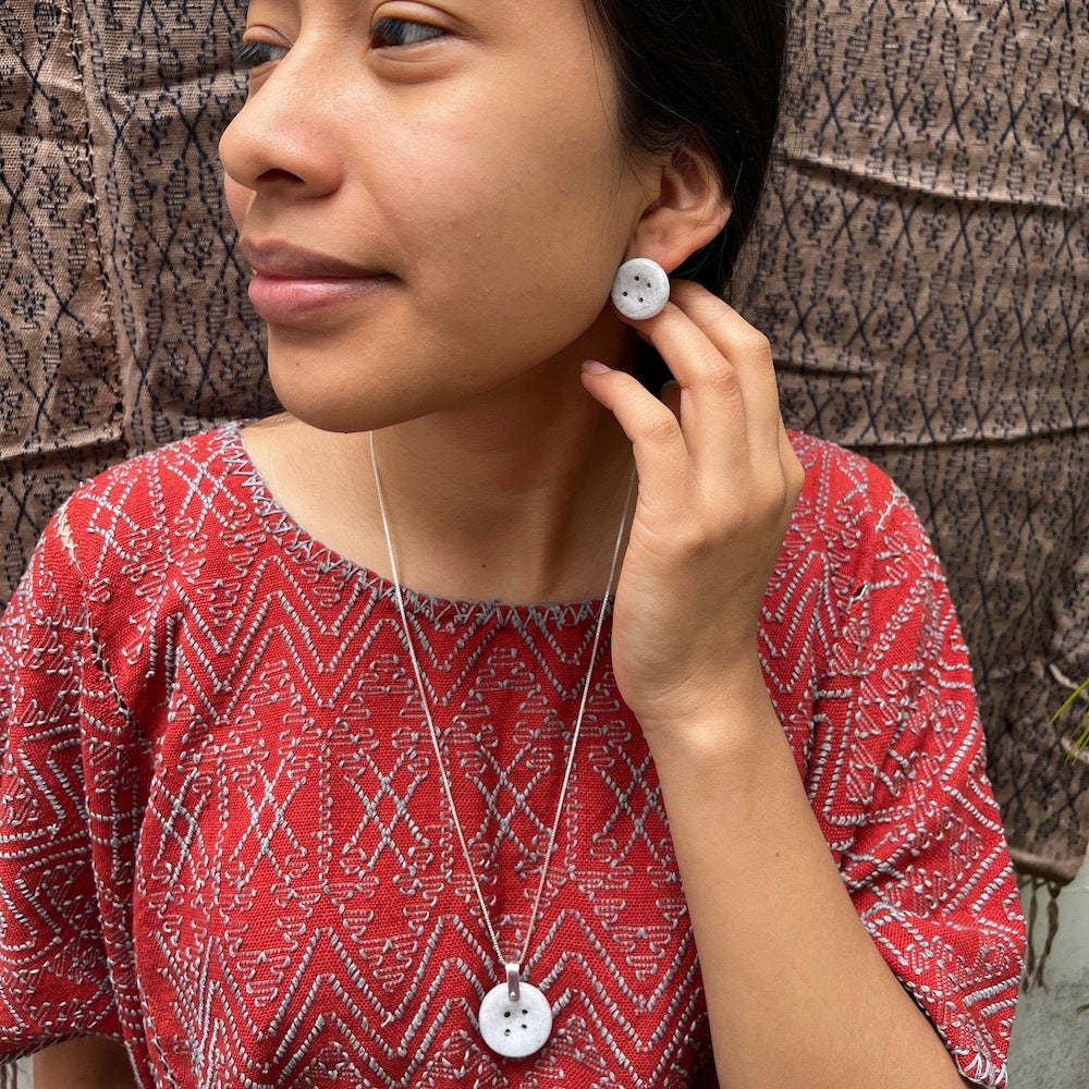 Jade Button Stud Earrings