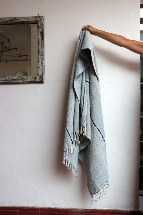 Handspun Organic Cotton Throw in Natural White