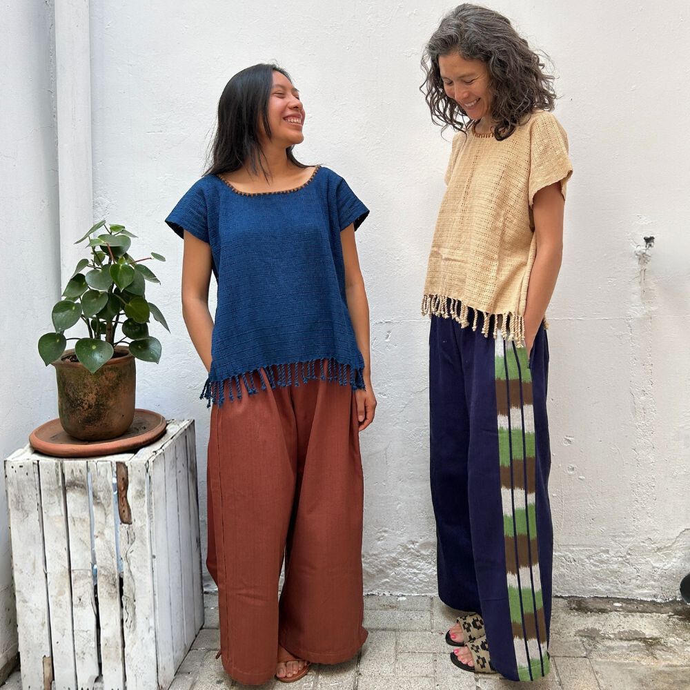 Trousers: Indigo + Side Ikat (S/M)